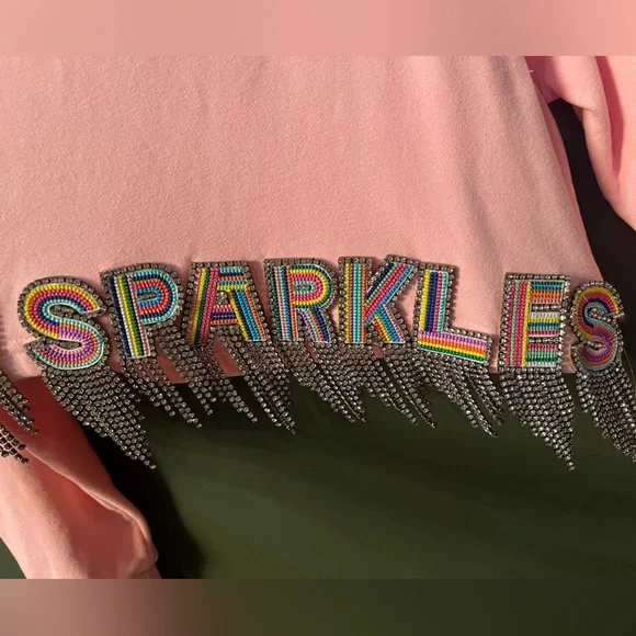 QUEEN OF SPARKLES Pink Fringe Sweater - Picture 6 of 7